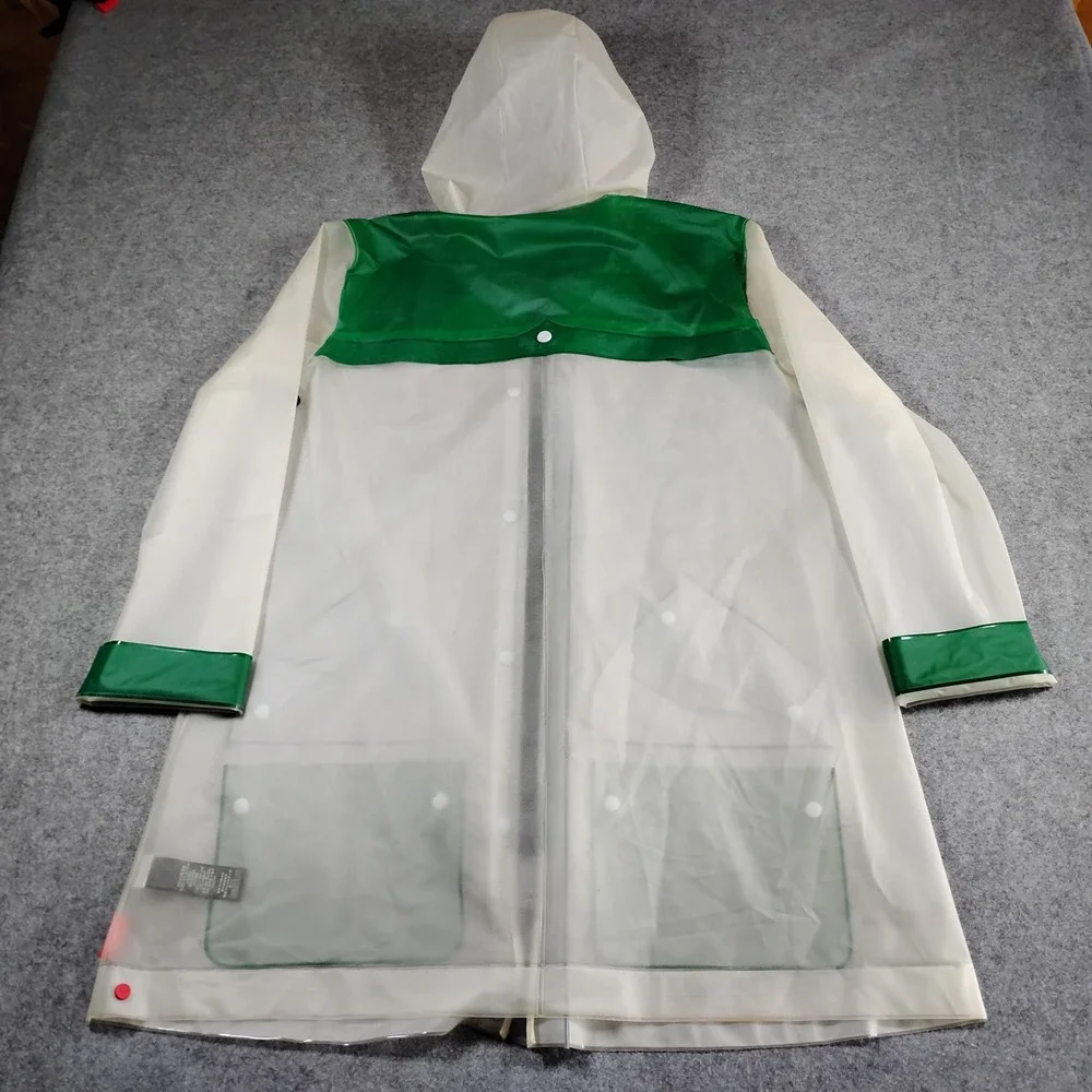Hunter Original Women Medium White Green Grey Translucent Hooded Raincoat Jacket - Picture 16 of 16